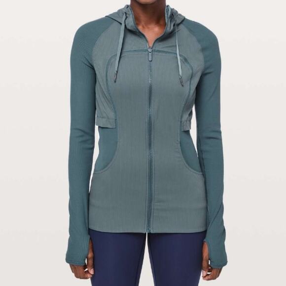 lululemon athletica Tops - Lululemon Petrol Blue Rib Sleeve Dance Studio Jacket 4